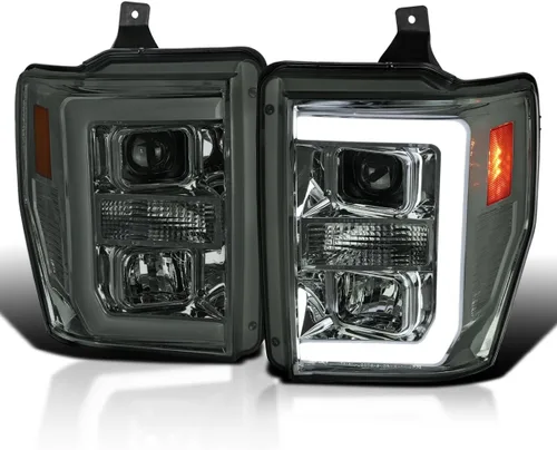Vista 9 de SPEC-D TUNING Faros Proyectores Negros con Barra LED Compatibles con Ford F-250, F-350, F-450, F-550 Super Duty 2008-2010, Juego de Faros Izquierdo
