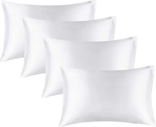 Vista 102 de BEDELITE Funda de almohada de satén para cabello y piel, súper suave y refrescante similar a las fundas de almohada de seda, paquete de 2 con cierre