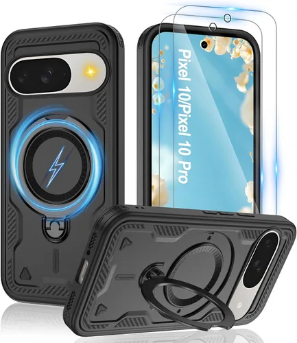 Vista 120 de Gritup fro Funda para Google Pixel 9A, funda protectora magnética de grado militar compatible con Mag-Safe, 2 protectores de pantalla HD, soporte