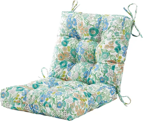 Vista 37 de BLISSWALK Cojines para sillas de exterior, 40 x 20 x 4 pulgadas, cojín de mimbre grueso con respaldo bajo y lazos para muebles de patio, floral