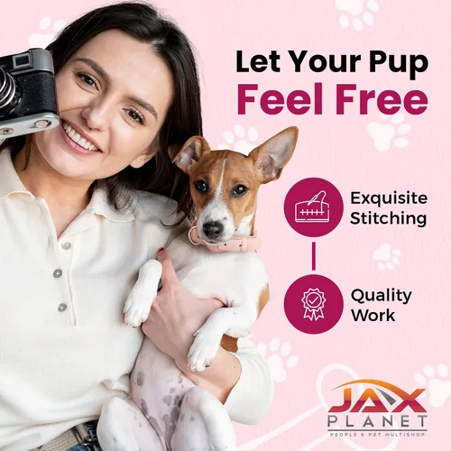 Vista 7 de Collar de cuero suave de microfibra para perros, ajustable, a la moda, color rosa melocotón, collar de cuero MF sin crueldad para cachorros