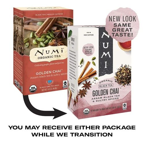 Vista 2 de Numi - Té orgánico chai dorado, 18 unidades (paquete de 3)