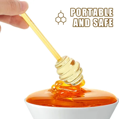 Vista 3 de Kichvoe Honey Dipper - Agitador de vidrio transparente de 5.35 pulgadas para jarabe de mermelada, té, leche, azúcar, frutas, herramienta