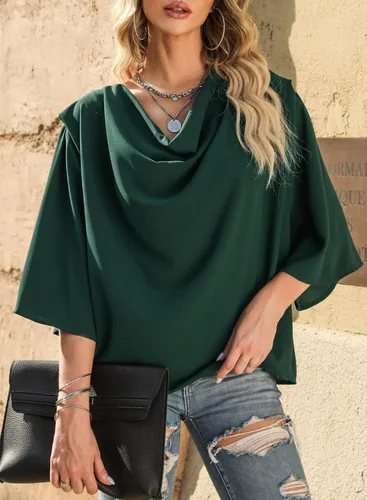 Vista 3 de Dokotoo Blusas y tops de gasa de manga corta para mujer