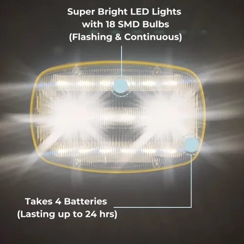 Vista 3 de Luces de seguridad LED para autopista blanca con parte posterior magnética Luz de baliza y bengala de carretera Modo constante para usar como
