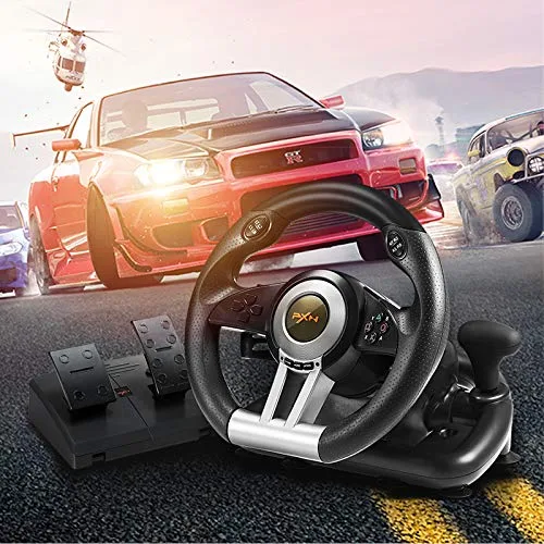 Vista 3 de PXN PC Racing Steering Wheel, V3II USB Car Driving Simulator Race Gaming Steering Wheel with Pedals for Windows PC, PS3, PS4, Nintendo Switch, Xbox