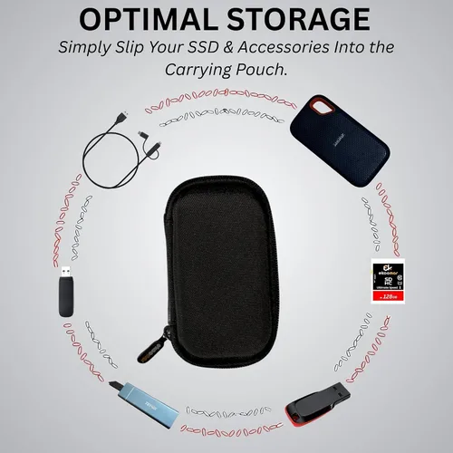 Vista 8 de Funda rígida compatible con SanDisk Extreme Pro/SanDisk Extreme Portable External SSD 500GB 1TB 2TB - Funda protectora pequeña
