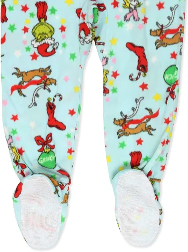 Vista 2 de The Grinch Dr. Seuss - Pijama de Navidad con pies para niños y niñas