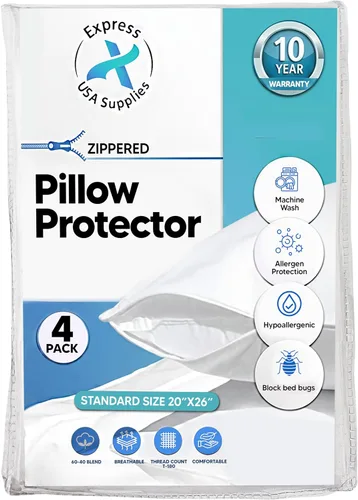 Vista 8 de Protector de almohada de tamaño estándar, paquete de 2, no impermeable, suave y cómodo, hipoalergénico, transpirable, lavable a máquina, se adapta a