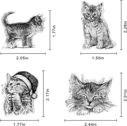 Vista 2 de Hying Sellos transparentes de gatos navideños para hacer tarjetas, álbumes de recortes, manualidades, decoraciones de invierno, sellos de fondo