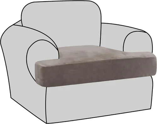Vista 10 de H.VERSAILTEX Fundas de terciopelo elástico para silla con cojín en forma de T para sala de estar, funda de sofá, funda de asiento con cojín