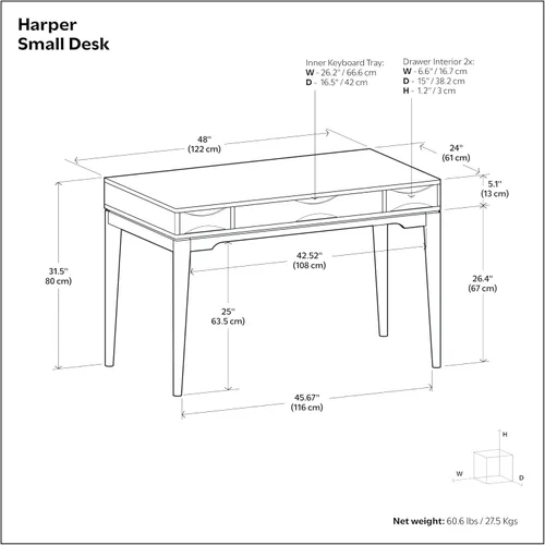 Vista 3 de SIMPLIHOME Harper 48" Wide Solid Wood Writing Desk in Black