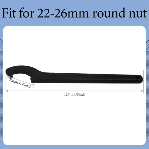 Vista 2 de Llave de llave de gancho en C, herramienta de ajuste negra de acero al carbono para tuerca de portabrocas de 22-26mm Adjustment Hook Wrench Tool