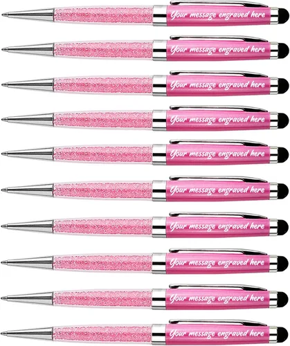 Vista 8 de Ancolo Bolígrafos grabados de lujo con punta de lápiz capacitivo, repuestos de tinta negra de cristal, bolígrafos de calidad, personalizados