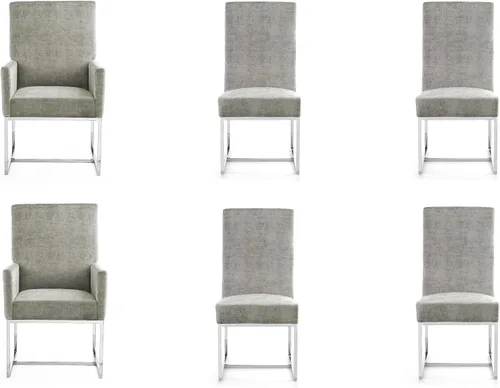 Vista 14 de Manhattan Comfort Element Mid Century - Silla de comedor tapizada moderna, juego de 6, color azul