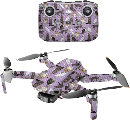Vista 13 de MightySkins - Drone portátil de fibra de carbono compatible con DJI Mini 2, morado antiguo, acabado de fibra de carbono texturizado protector