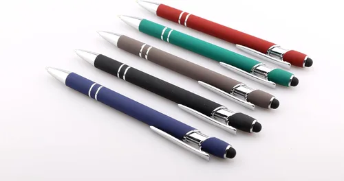 Vista 3 de Bolígrafos de tinta con punta de lápiz óptico con cuerpo de metal, punta media (0.028 in), bolígrafos de tinta de gel negra, 6 unidades, hogar, Negro