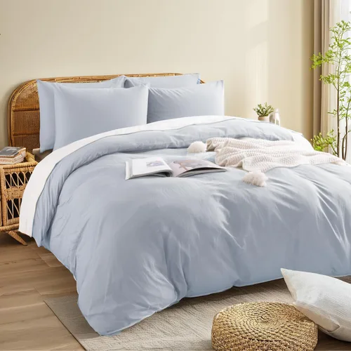 Vista 351 de NEXHOME PRO Funda de edredón Twin XL 100% algodón lavado, transpirable, duradera, texturizada, similar al lino, juego de ropa de cama para el hogar