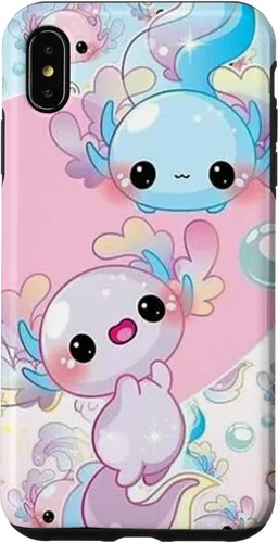 Vista 11 de Linda funda Kawaii Axolotl azul y rosa para iPhone 17