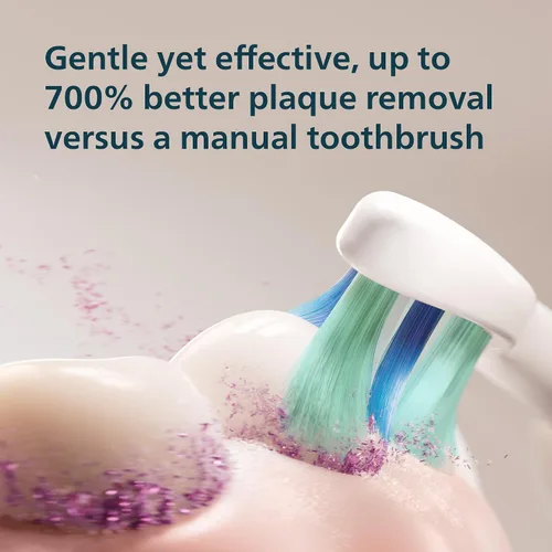 Vista 4 de Philips Sonicare 4100 HX3681/24 - Cepillo de dientes eléctrico recargable con sensor de presión, color negro 700% More Plaque Removal¹, Pressure