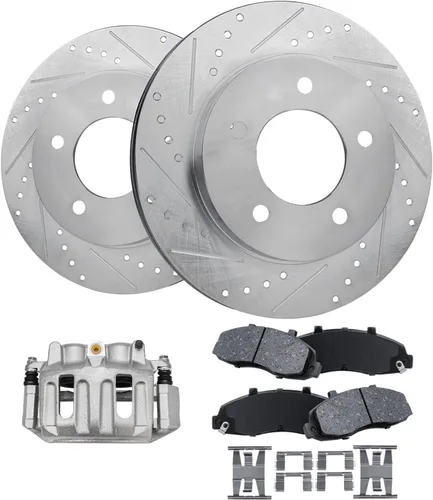 Vista 55 de Detroit Axle - 4 rotores de freno para Chevrolet Cruze 2014 2015 [modelos de motores de gas] Rotores de freno de disco perforados y ranurados