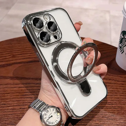 Vista 10 de Funda magnética para iPhone 14 Pro con soporte para anillo compatible con MagSafe, protector de lente de cámara incorporado, funda a prueba
