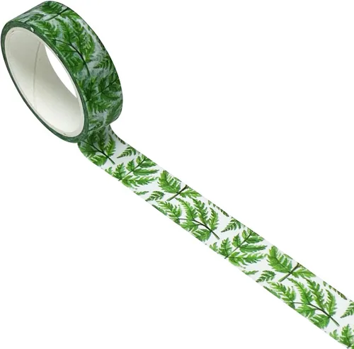 Vista 2 de allydrew Cinta adhesiva Washi de hermosos paisajes, 0.591 in x 16.4 ft, helechos tropicales