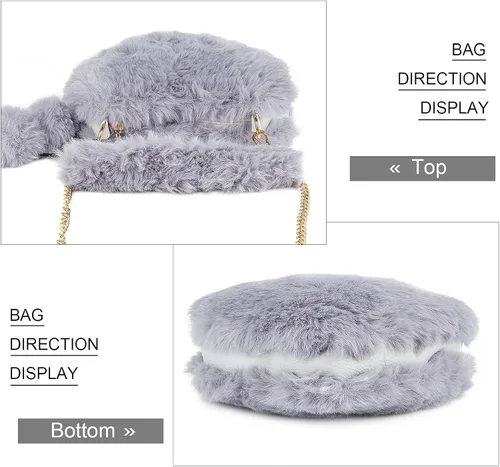 Vista 4 de SUKUTU Faux Fur Purse Women's Heart Shaped Evening Handbags Small Cute Phone Crossbody Bag Clutches for Girls