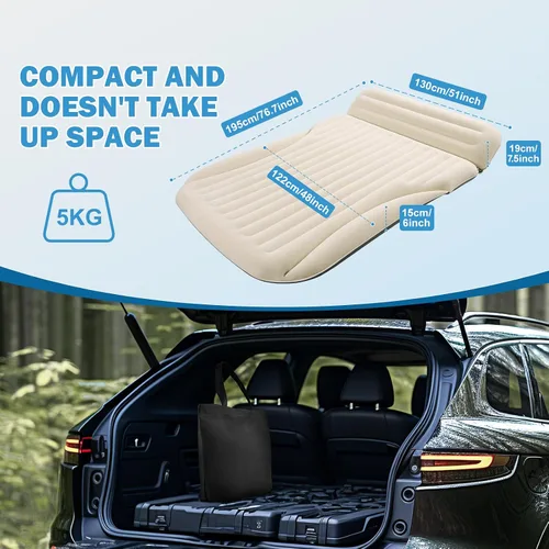 Vista 3 de Ciremiv Cama de Coche con los Accesorios para Dormir Más Completos Colchón de Coche Cómodo Duradero a Prueba de Fugas Almohada Incorporada con Bomba