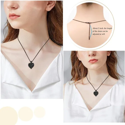 Vista 37 de Collar con medallón de cremación conmemorativa con corazón eterno con mini urna para cenizas de seres queridos
