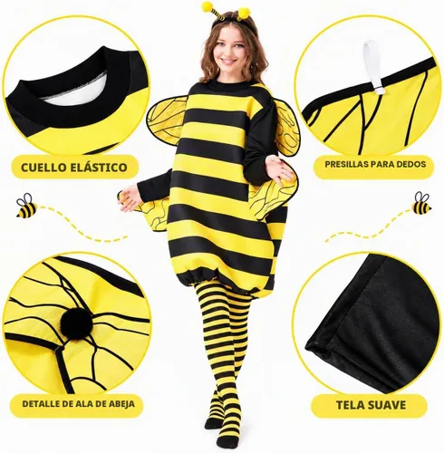 Vista 6 de Max Fun - Disfraz de abeja para mujer, disfraz de abejorro para Halloween, divertido disfraz de cosplay
