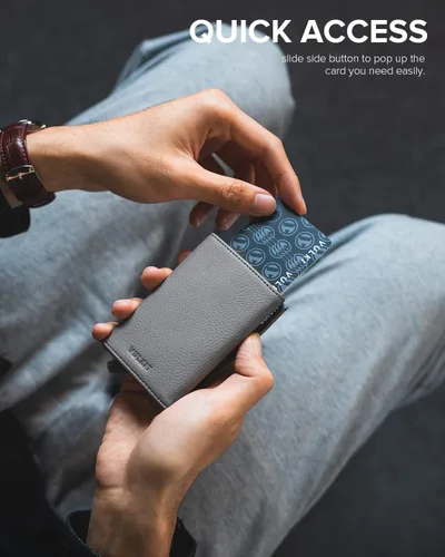 Vista 3 de VULKIT Cartera con bolsillo para monedas, cierre magnético, con ventana de identificación, billetera de cuero para efectivo y tarjetas de crédito