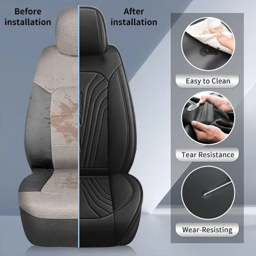 Vista 7 de Fundas de asiento para Ford Expedition 2011-2021, juego completo de fundas de asiento de automóvil de piel sintética, transpirables e impermeables