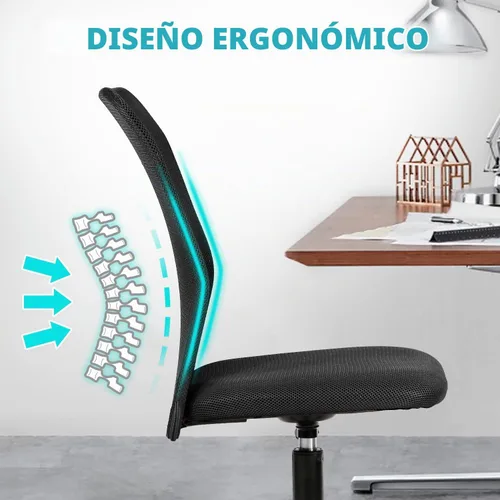 Vista 6 de Sillas de Oficina en Casa Sillas de Escritorio Pequeñas Ergonómicas Sin Brazos para Computadora Sillas Cómodas con Ruedas Silla de Tarea Silla