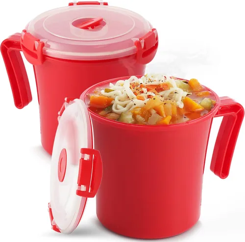 Vista 8 de Tafura Tazón para microondas con tapa, cuencos de sopa aptos para microondas de 34 onzas con tapa, cuenco de fideos ramen con asa, cuencos
