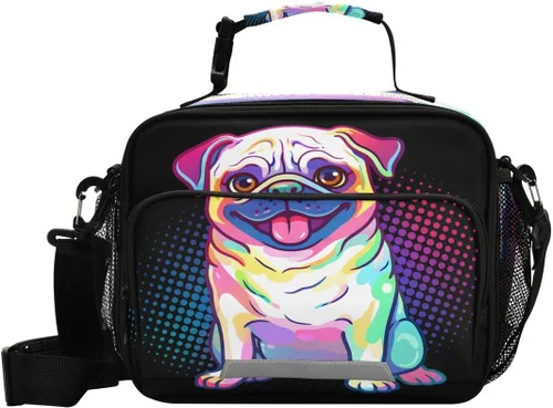 Vista 10 de Fiambrera aislada, suave, bolsa de almuerzo con estampado de leopardo para oficina, trabajo, escuela, picnic, playa