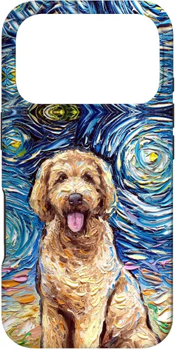 Vista 30 de Cute Goldendoodle Starry Night Doodle Dog Art by Aja Case for iPhone 17