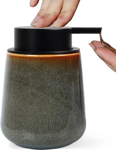 Vista 15 de INGOFIN Dispensador de Jabón de Cerámica Espumoso - Dispensador de Jabón de Mano de 12oz de Espuma para Baño, Dispensador de Platos Moderno