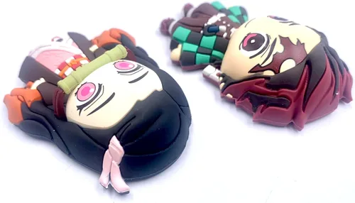Vista 5 de Kimetsu no Yaiba Demon Slayer Tanjiro Kamado y Nezuko Kamado – Juego de 2 imanes de espuma 3D Demon Slayer – Paquete de imanes de manga de anime