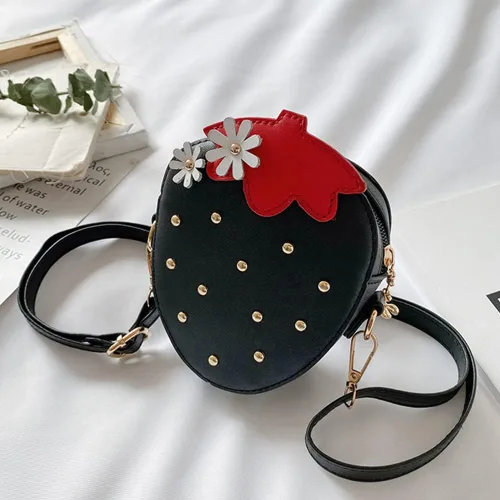 Vista 3 de RONGTENG Strawberry Shape Purse with Rivets Shoulder Crossbody Bag Handbag Clutch Fruit Shaped Wallet