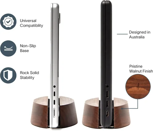 Vista 12 de Nordik - Soporte Vertical Ajustable para Laptop - Nogal - Soporte Premium para Laptop para Oficina en Casa, Ingenieros de Software - Base