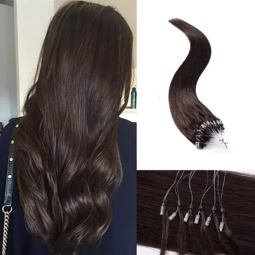 Vista 40 de SEGO Extensiones de cabello humano con micro cuentas, extensiones de cabello humano con micro bucle, lacio, natural, fusión fría, 1.76 oz/paquete