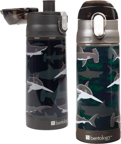 Vista 13 de Bentology - Botella de agua reutilizable de acero inoxidable de 13 onzas para niños, color azul