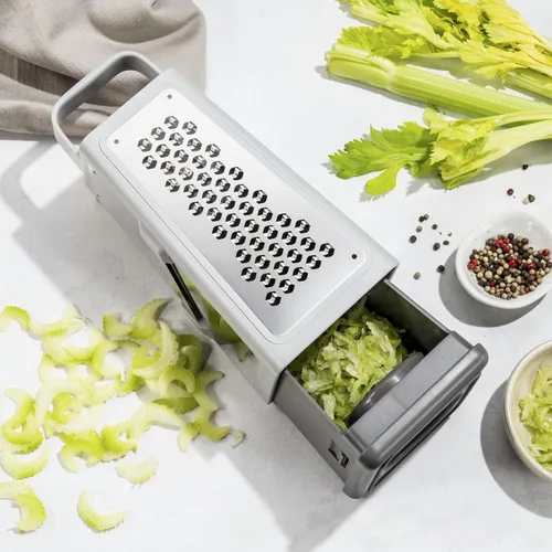 Vista 8 de ZWILLING Z-Cut Tower - Rallador multifuncional de caja, tecnología de rejilla más rápida, rallador de queso, rallador de ajo, rebanador, rallador