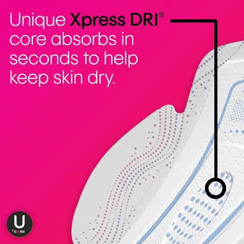 Vista 4 de U by Kotex CleanWear Almohadillas ultrafinas con alas, absorción pesada, 14