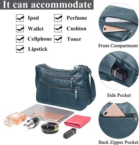 Vista 5 de Bolsos VOLGANIK ROCK para mujer de piel sintética suave, bolso de hombro para damas, bolso bandolera y bolsos de mano, liviano, con bolsillos