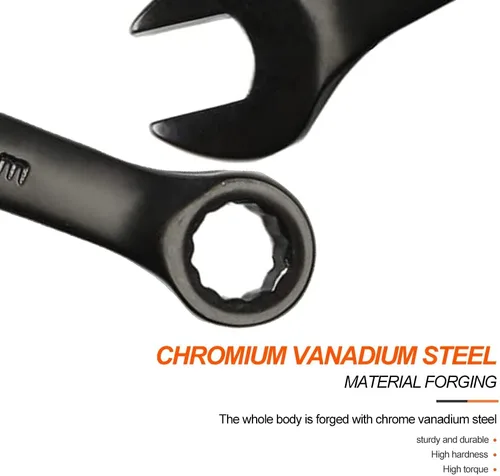 Vista 6 de Utoolmart Llave combinada de apertura de 0.315 in, llave de trinquete de 12 puntos, material Cr-V con revestimiento de electroforesis negro