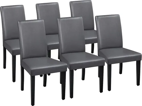 Vista 25 de Yaheetech Juego de 4 sillas de comedor tapizadas para cocina, color marrón Marrón oscuro