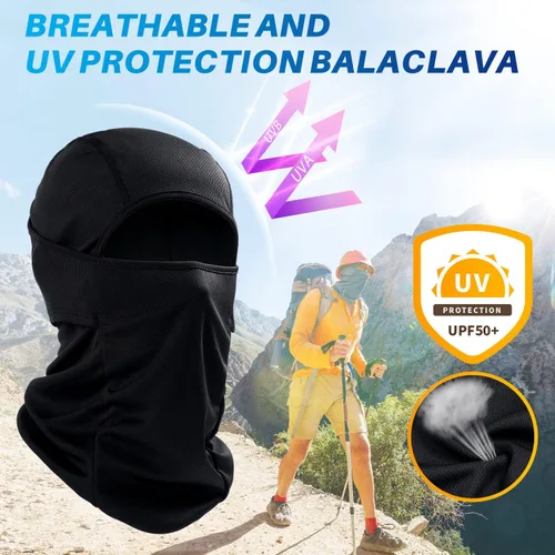Vista 2 de AstroAI Paquete de pasamontañas con protección solar y UV y máscara de esquí amarilla resistente al viento