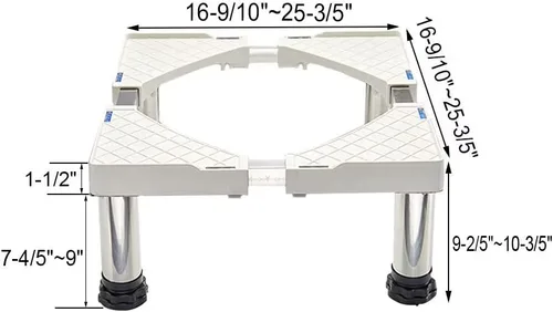 Vista 2 de Soporte ajustable elevado de 4"/6"/8"/10" Base de lavadora Longitud/Ancho 17"-25" Pedestal de secadora Lavavajillas Pedestal Soporte